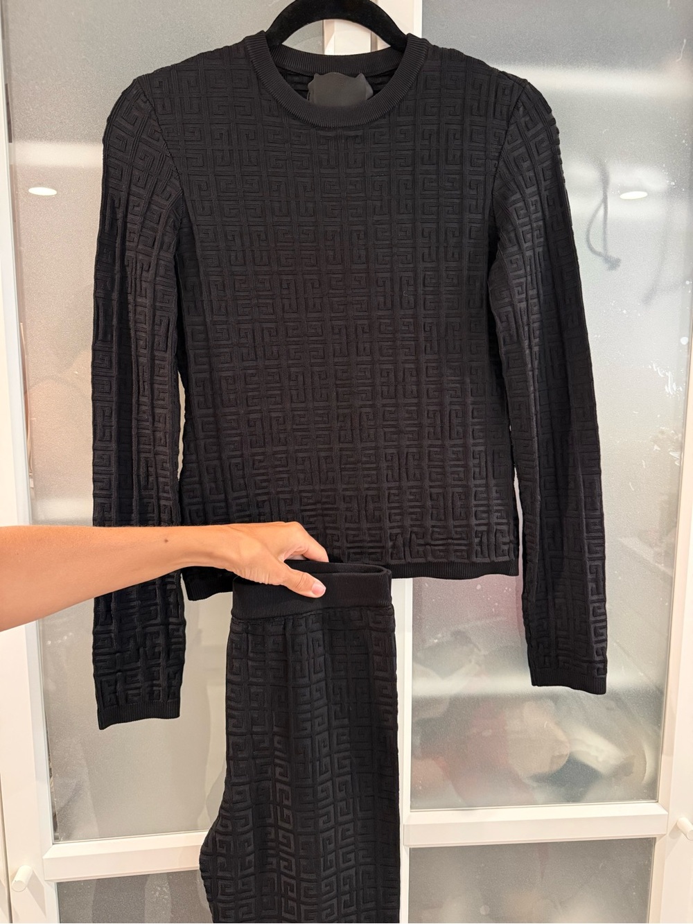 Givenchy Black Textured Long-Sleeve Knit PANT SET S